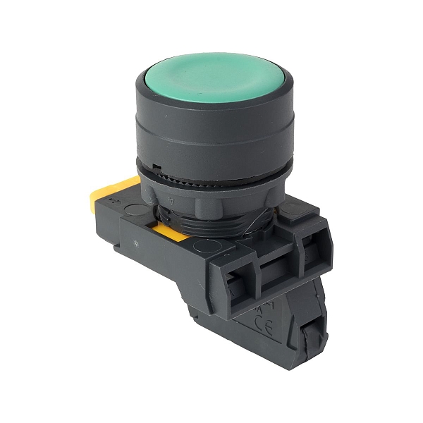 Кнопка SB-31 плоская с фиксацией 1NO зеленая IP65 EKF