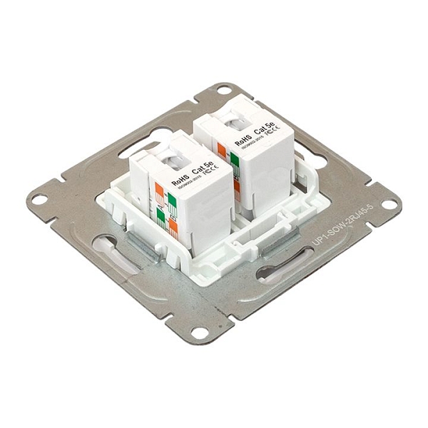 Механизм розетки RJ45 - 2шт, (cat5), белый Эпика EKF