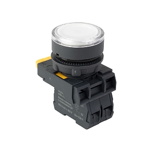 Кнопка SB-27 плоская без фиксации c подсветкой 220V AC 1NO белая IP65 EKF