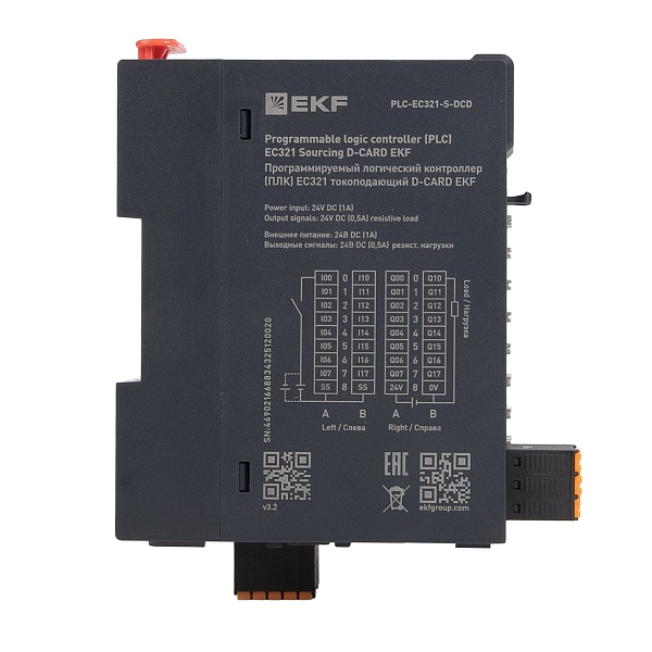 Программируемый логический контроллер (ПЛК) EC321 токоподающий D-CARD EKF