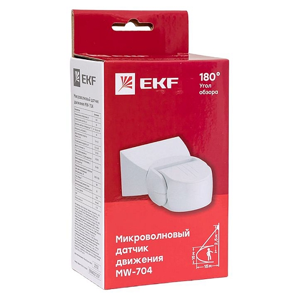 Микроволновый датчик движения бел. 1200Вт 180гр. до 15м IP65 MW-704 EKF PROxima