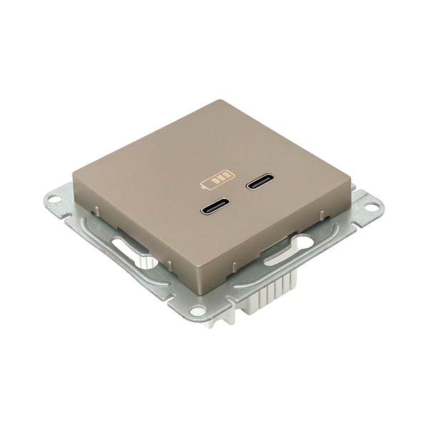 Механизм розетки USB-C - 2шт, шампань Эпика EKF
