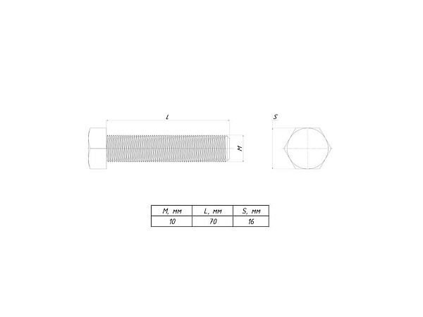 Болт шестигранный М10x70 DIN 933 EKF
