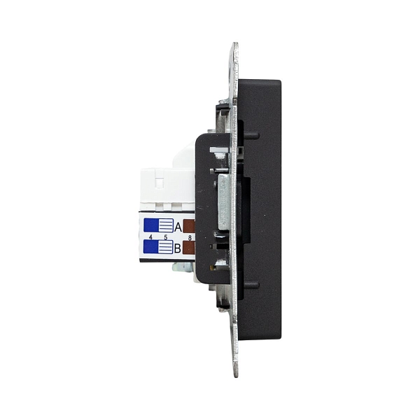 Механизм розетки TV+RJ45 (cat5), черный Эпика EKF