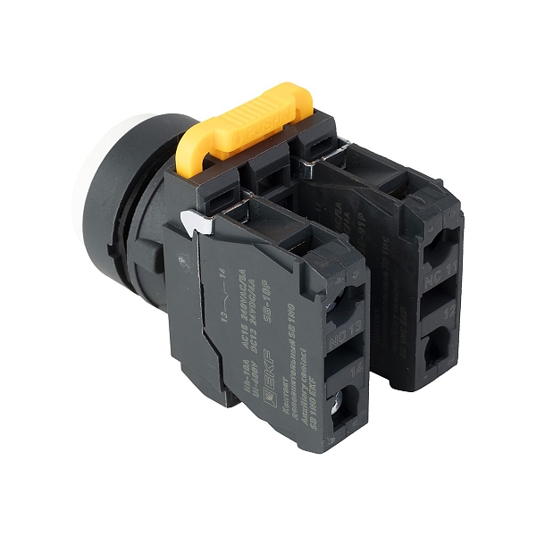 Кнопка выпирающая SB-25 без фиксации 1NO+1NС белая IP65 EKF