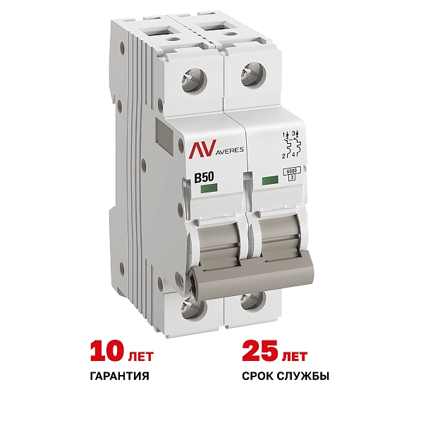 Выключатель автоматический AV-6 2P 50A (B) 6kA EKF AVERES