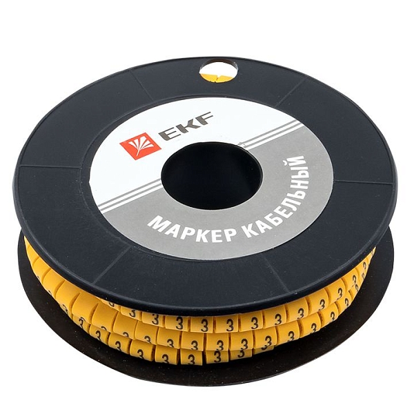 Маркер кабельный 4,0 мм2 "3" (500 шт.) (ЕС-2) EKF PROxima